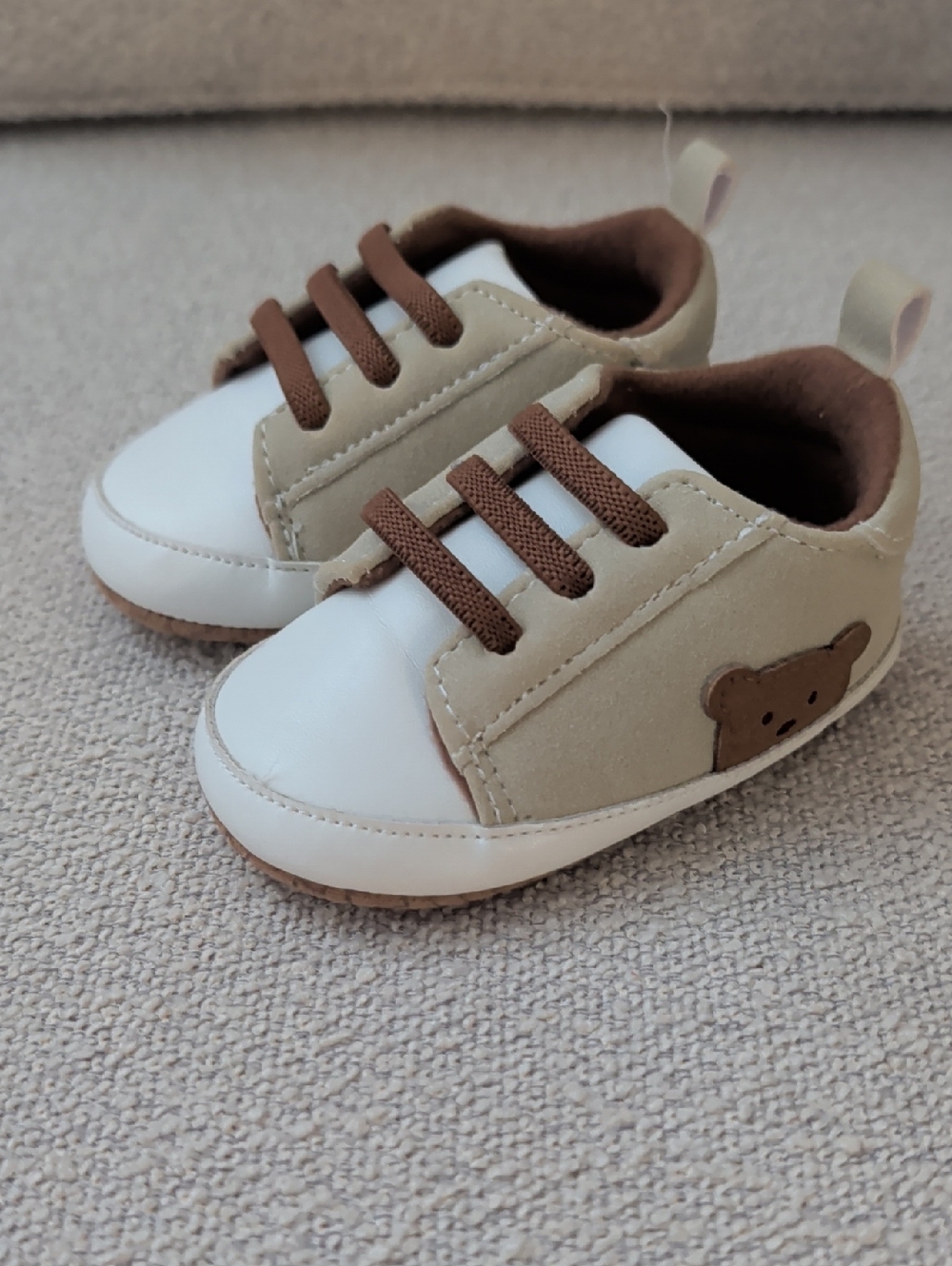 Cat & Jack Beige, White and Brown Teddy Baby Sneakers